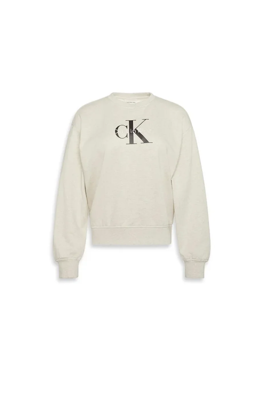Calvin Klein Monologo Uzun Kollu Rahat Kesim Penye Bisiklet Yaka Kadın Gri Sweatshirt LV047B234G-P4P
