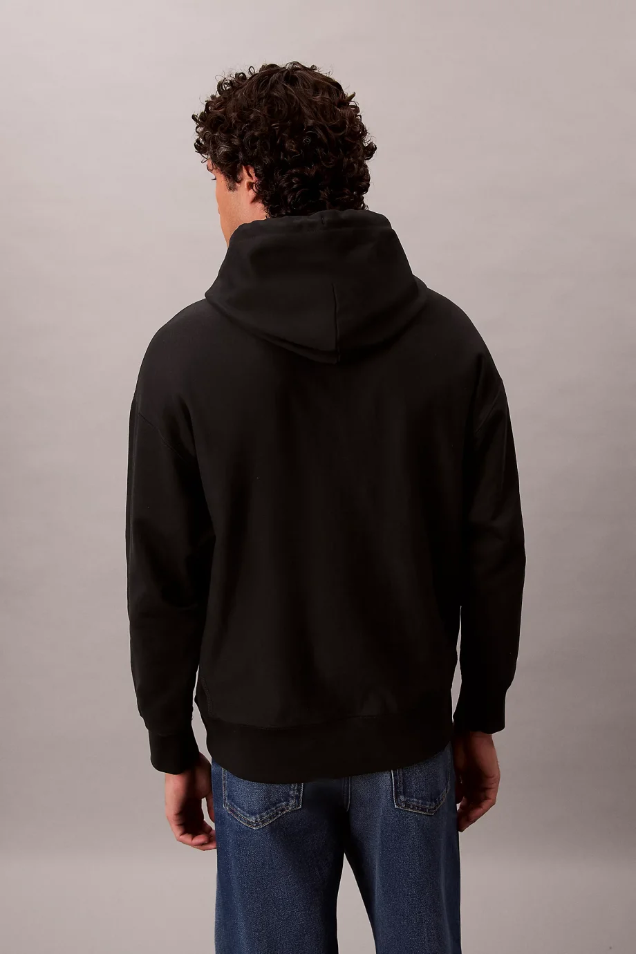 Calvin Klein Premium Penye Mikro Monologolu Kapüşonlu Erkek Siyah Sweatshirt LV04RC281G-UB1