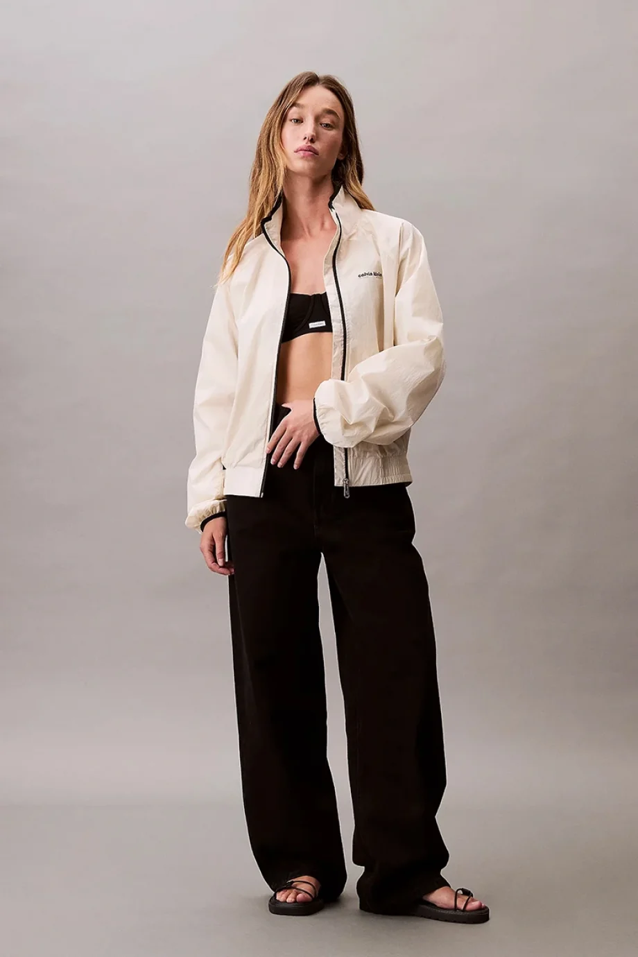 Calvin Klein Retro Eşofman Üstü Kadın Bej Ceket LV047C506G-YAS