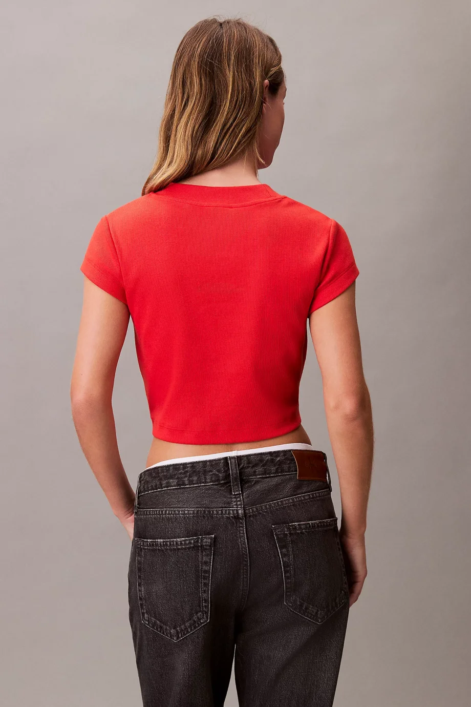 Calvin Klein Rib Kadın Kırmızı T-shirt LV047AB802-TNC