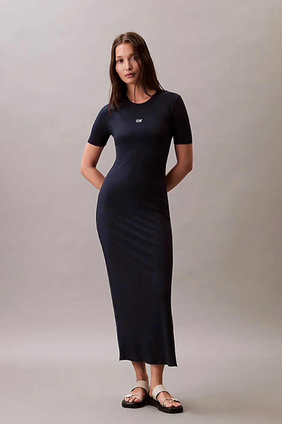 Calvin Klein Rib Kadın Mavi Elbise LV044C902G-CEF
