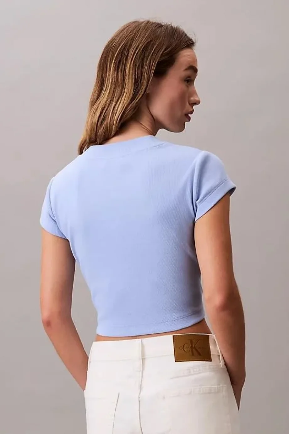 Calvin Klein Rib Kadın Mavi T-shirt LV047AB802-7ZQ