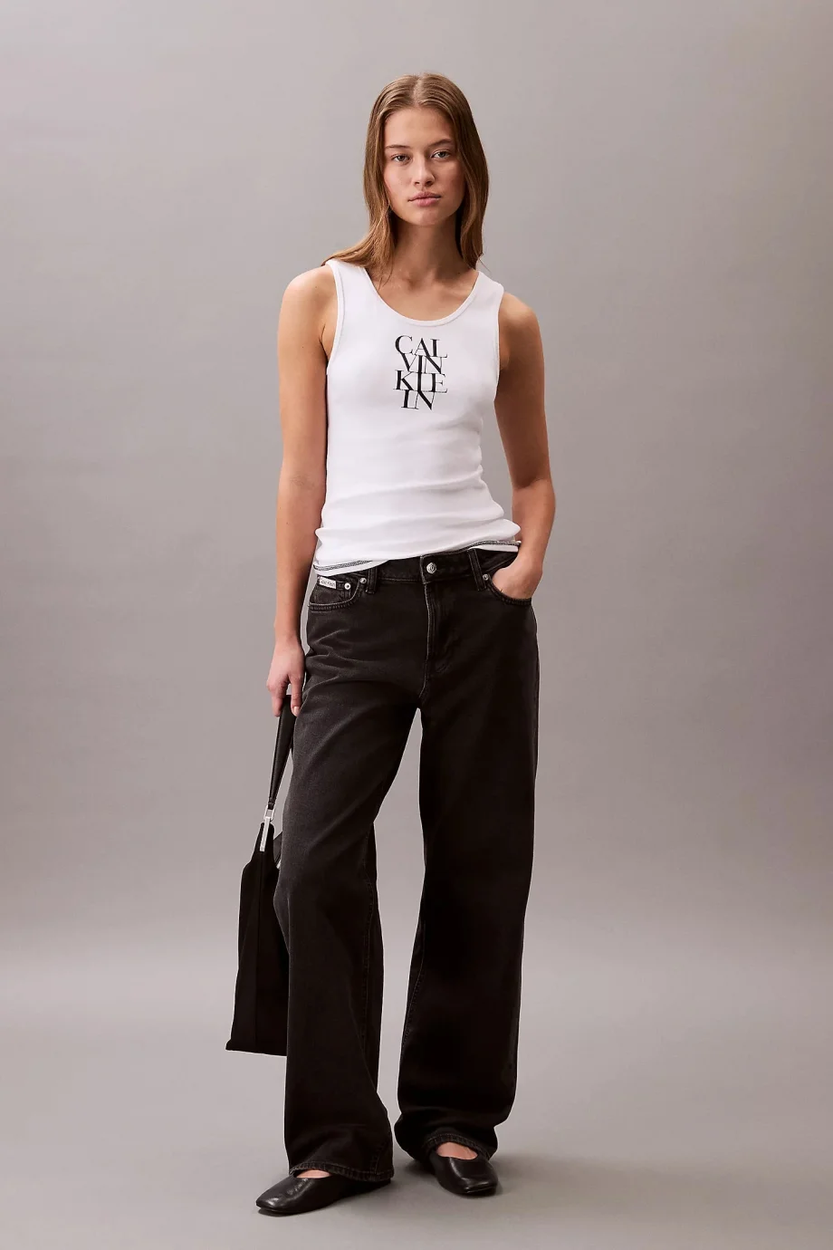 Calvin Klein SL COTTON RIB SOLID TANK Kadın Beyaz Bluz LV044C219G-YAA