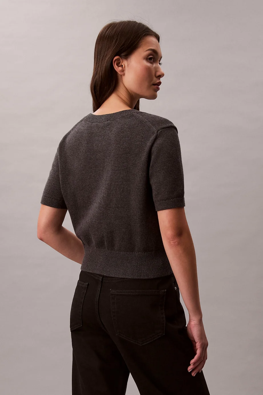 Calvin Klein Kalın Pamuklu Grafikli Süveter Kadın Gri Triko LV044E306G-P7I