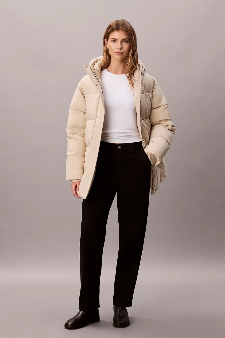 Calvin Klein Kemerli Orta Kalınlıkta Şişme Kadın Kahverengi  Mont  LV047D507G-NSU