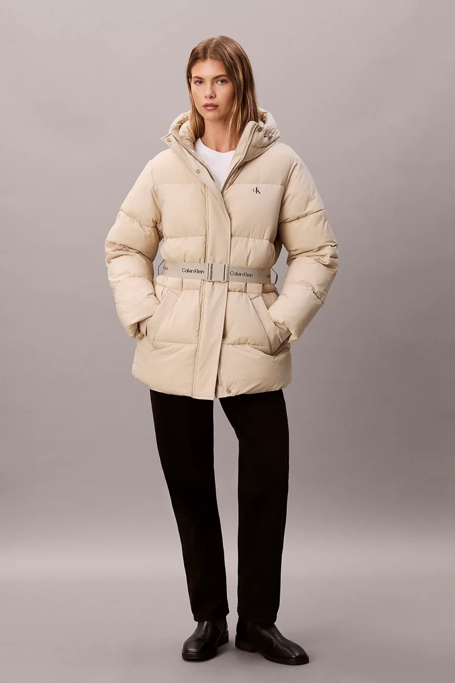 Calvin Klein Kemerli Orta Kalınlıkta Şişme Kadın Kahverengi  Mont  LV047D507G-NSU