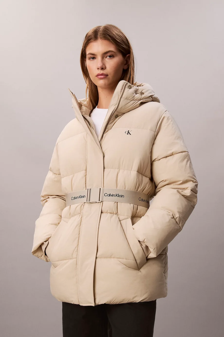 Calvin Klein Kemerli Orta Kalınlıkta Şişme Kadın Kahverengi  Mont  LV047D507G-NSU