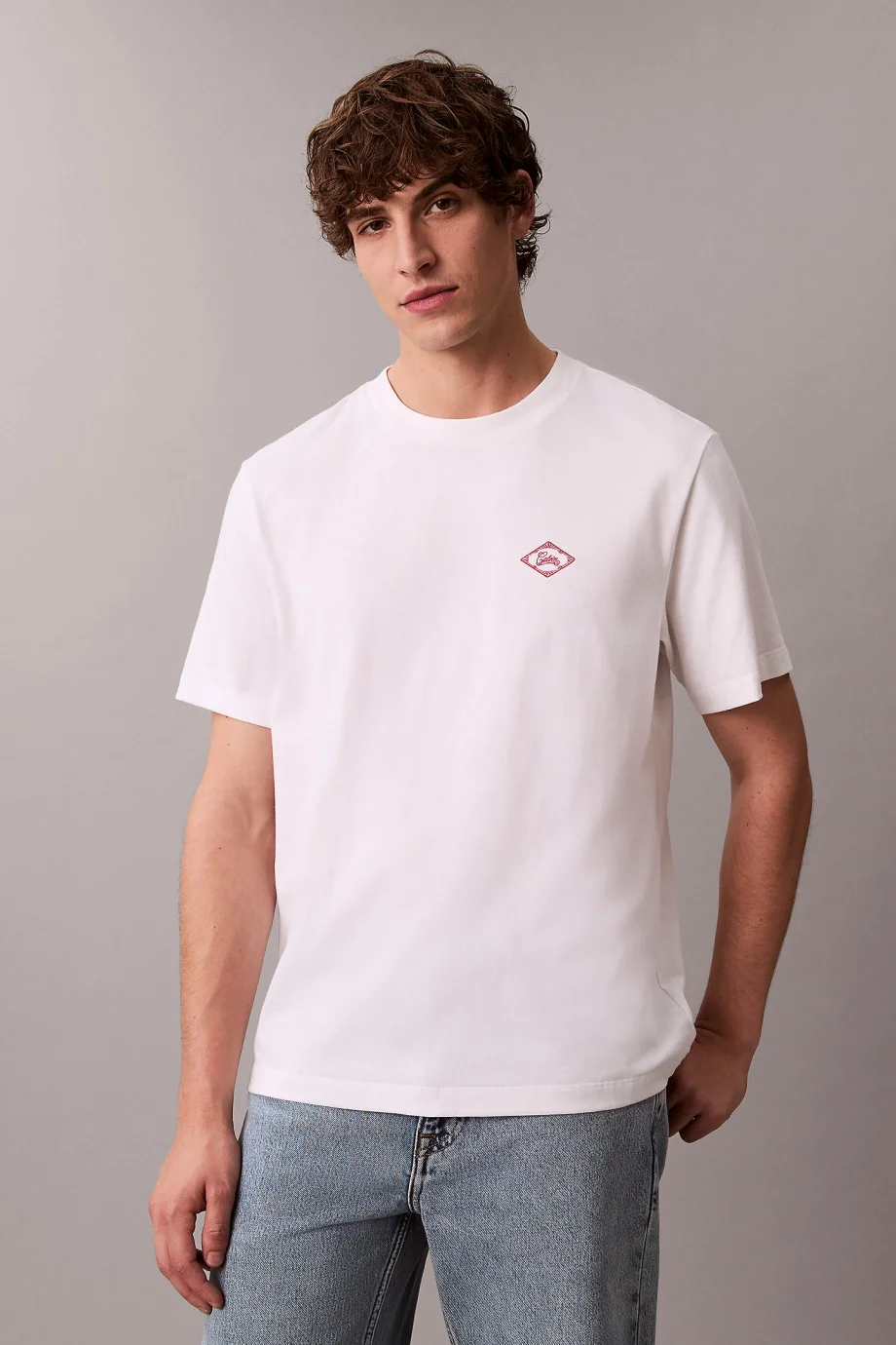 Calvin Klein Kısa Kollu 20s Calvin Matchbox Grafik Baskılı Erkek Beyaz T-shirt LV04RE802G-YAA