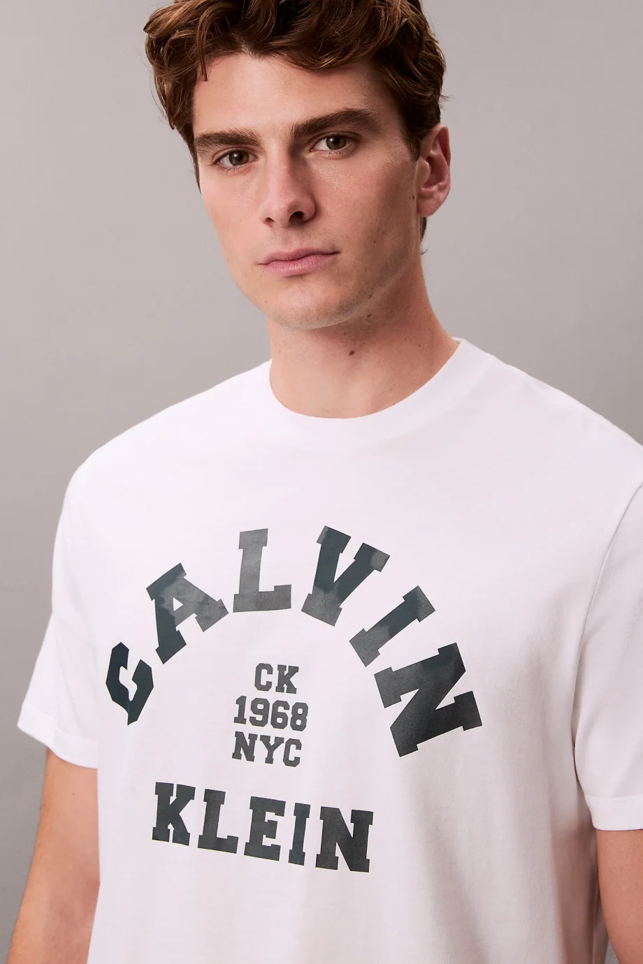 Calvin Klein Kısa Kollu 20S LN Calvin College Grafikli Erkek Beyaz T-shirt LV04RE810G-YAA