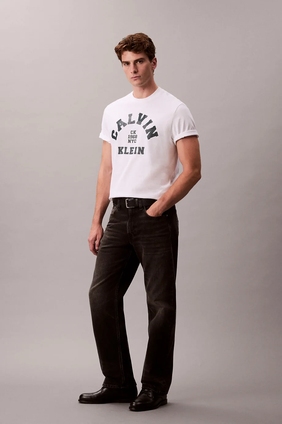 Calvin Klein Kısa Kollu 20S LN Calvin College Grafikli Erkek Beyaz T-shirt LV04RE810G-YAA