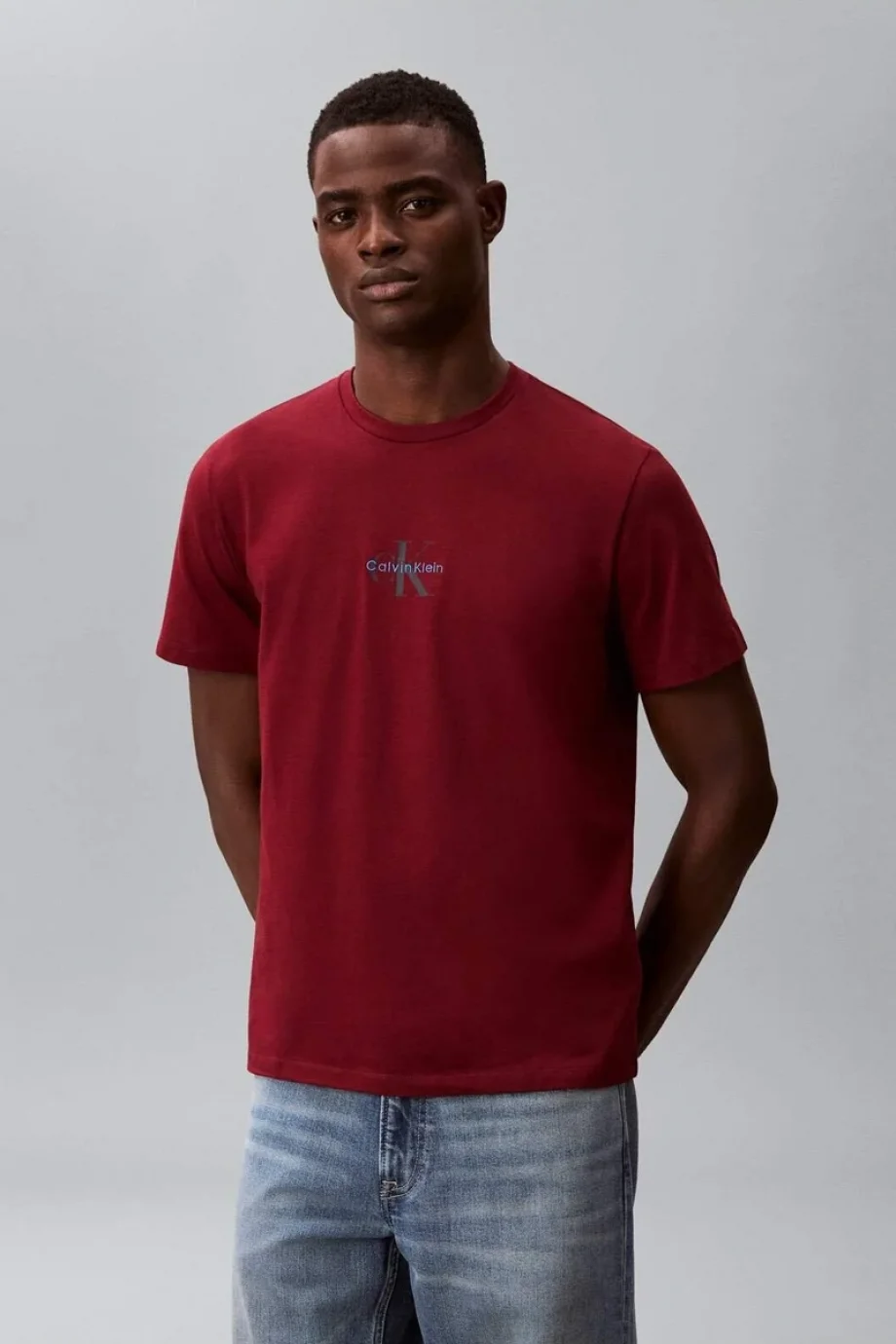 Calvin Klein Kısa Kollu 30s Mikro Monologo Grafik Baskılı Erkek Kırmızı T-shirt LV04RB866G-WCV