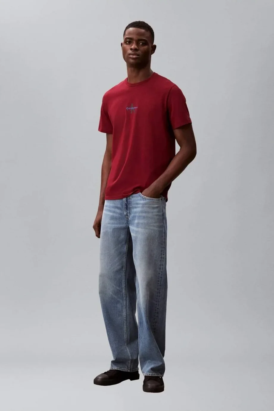 Calvin Klein Kısa Kollu 30s Mikro Monologo Grafik Baskılı Erkek Kırmızı T-shirt LV04RB866G-WCV