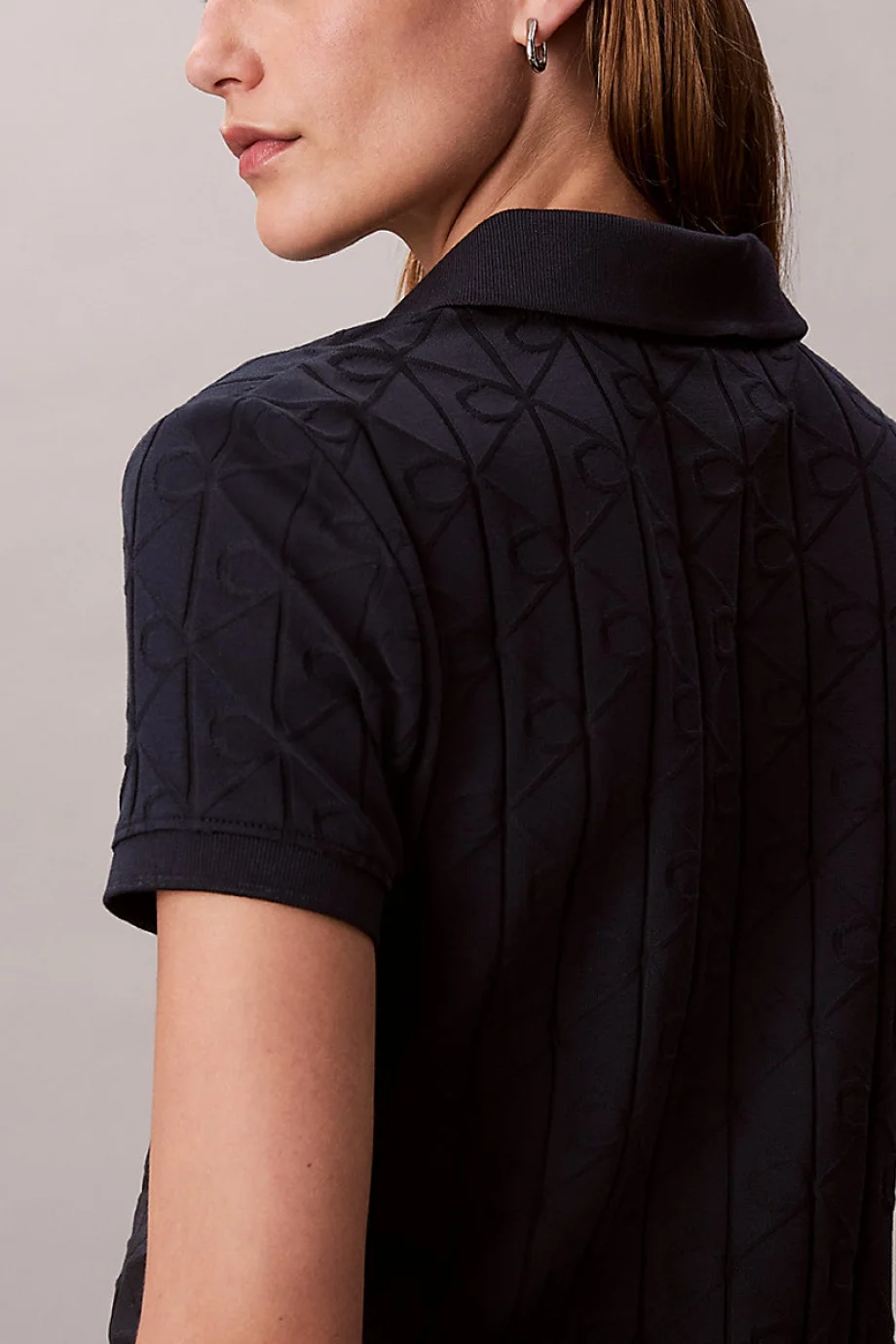 Calvin Klein Kısa Kollu Tamamı Baskılı Jakarlı Polo Kadın Mavi Gömlek  LV044D209G-CEF