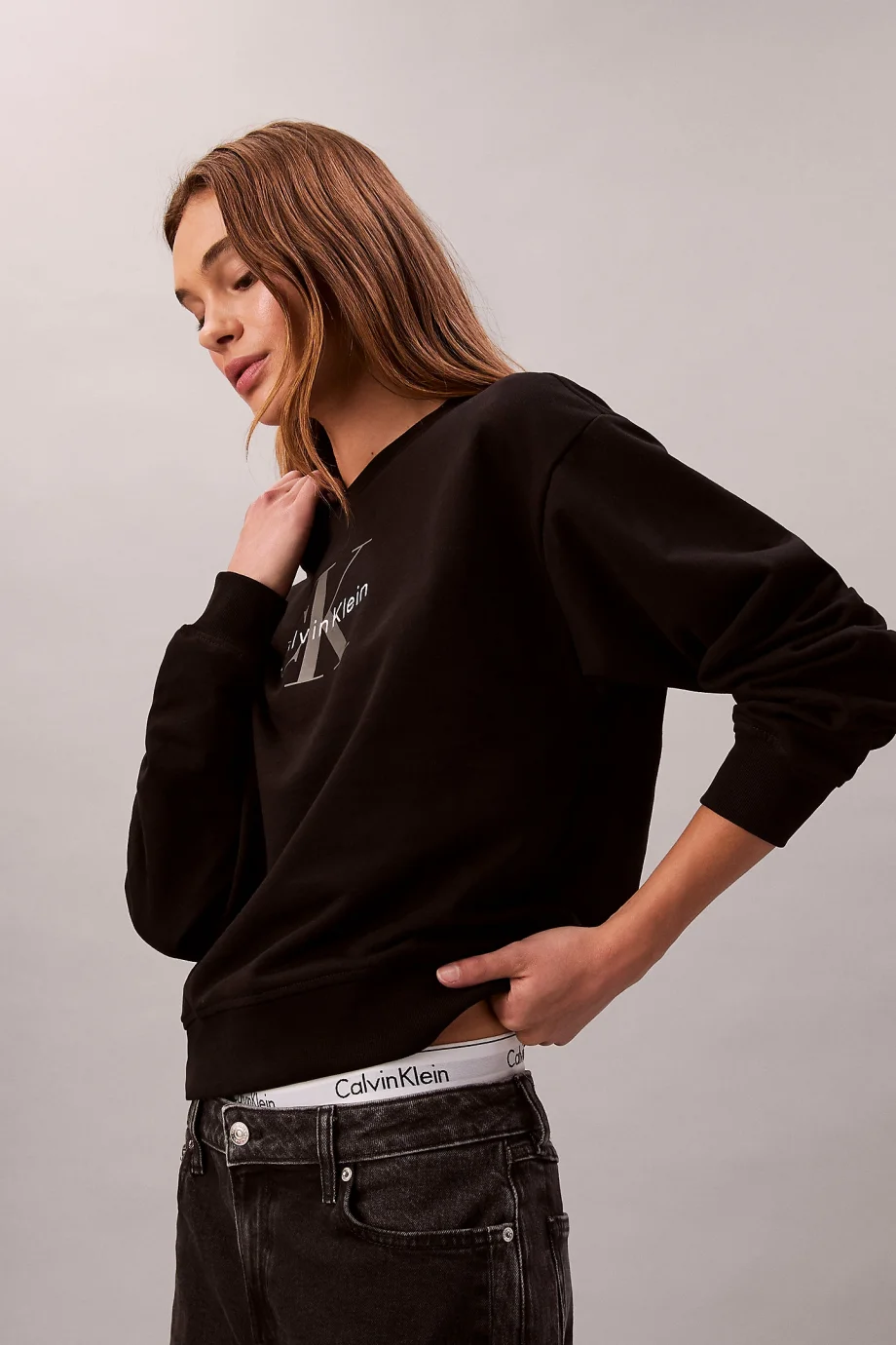 Calvin Klein LS MNLG FRNCH TRRY R Kadın  Sweatshirt  LV047B234G-UB1