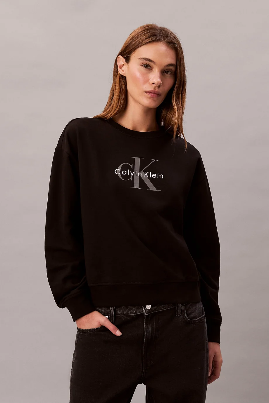 Calvin Klein LS MNLG FRNCH TRRY R Kadın  Sweatshirt  LV047B234G-UB1