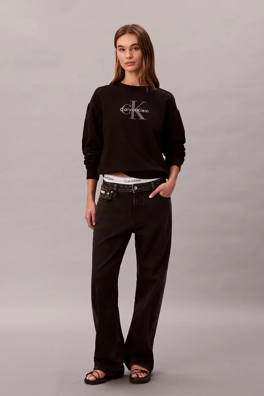 Calvin Klein LS MNLG FRNCH TRRY R Kadın  Sweatshirt  LV047B234G-UB1