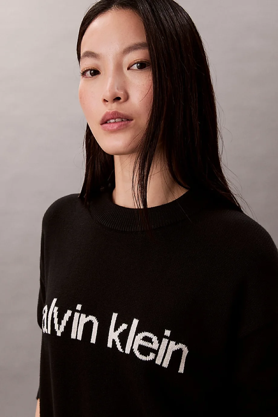 Calvin Klein Pamuklu Grafik Baskılı Kadın Siyah Kazak LV047C311G-UB1