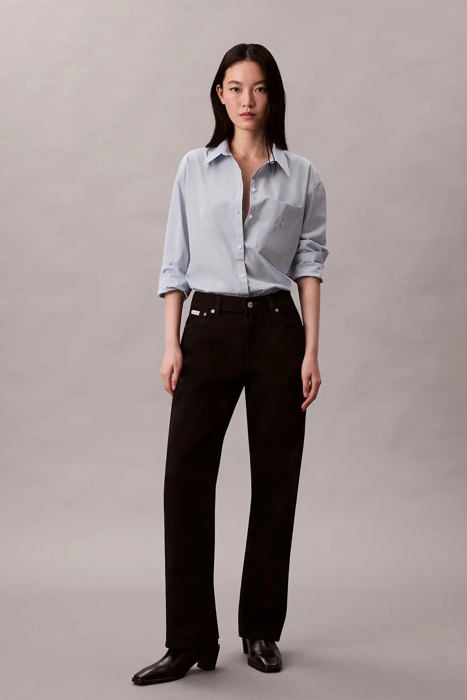 Calvin Klein Poplin Rahat Kesim Kadın Gri Gömlek LV047C143G-24Q