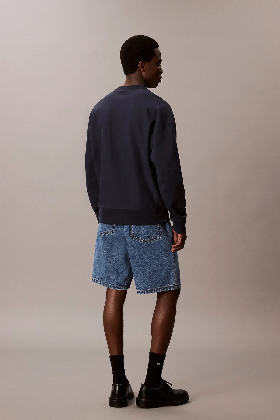 Calvin Klein Premium Terry Monogram Bisiklet Yaka Erkek Mavi Sweatshirt LV04RC277G-CEF