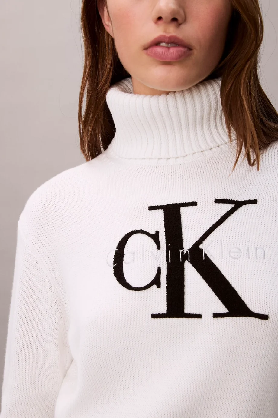 Calvin Klein Şönil Monologo Kadın Beyaz Kazak LV047D354G-YAA