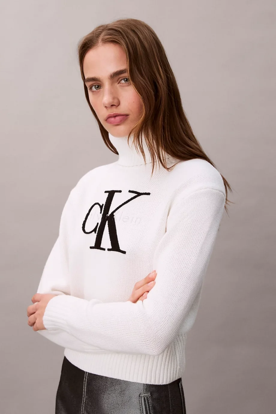 Calvin Klein Şönil Monologo Kadın Beyaz Kazak LV047D354G-YAA