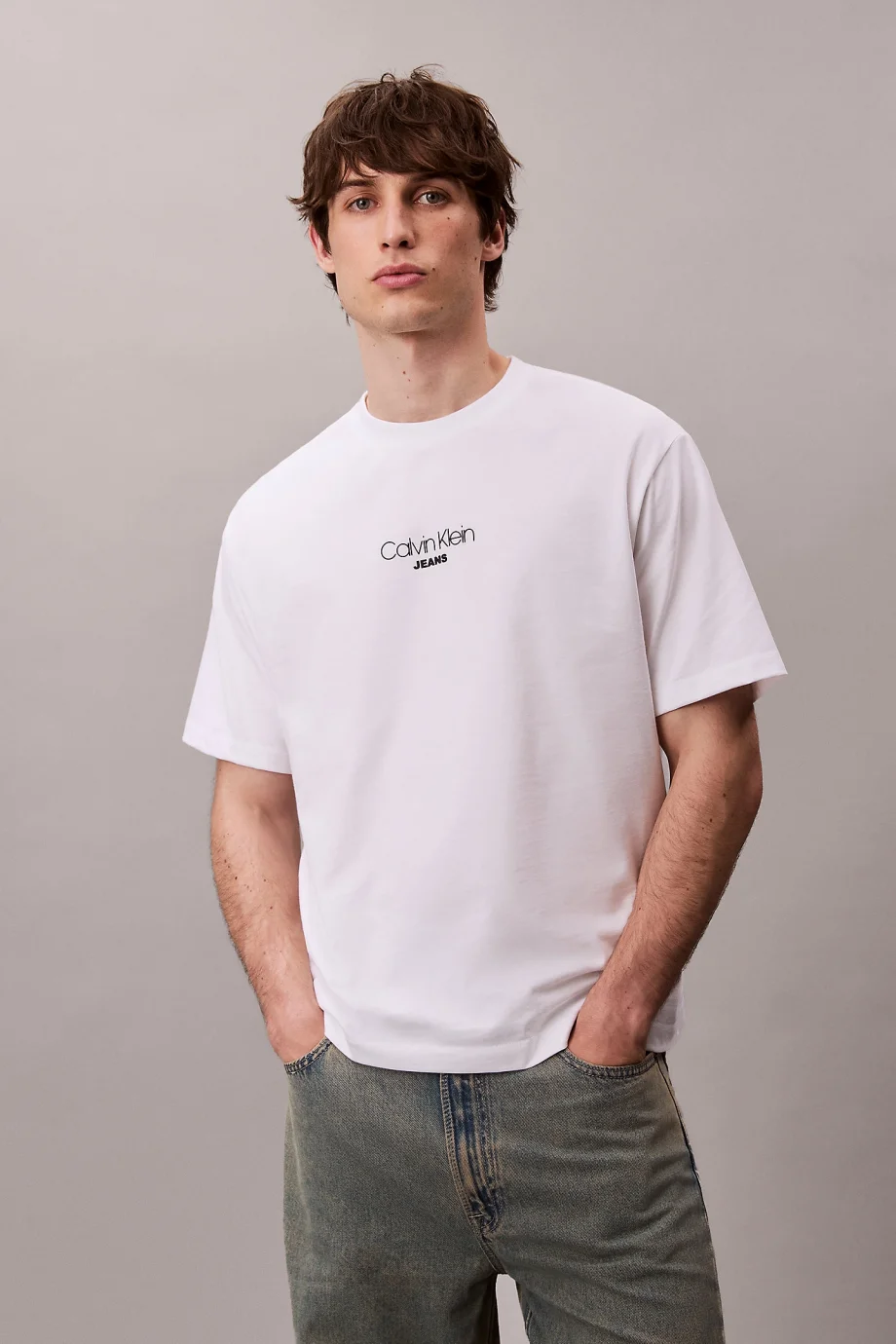 Calvin Klein Ss Graphic Tee Erkek Beyaz T-shirt LV04RC851G-YAA