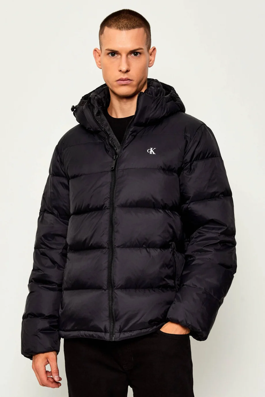 Calvin Klein Uzun Kollu Çıkarılabilir Kapüşonlu Şişme Erkek Siyah  Mont LV04RC518G-UB1