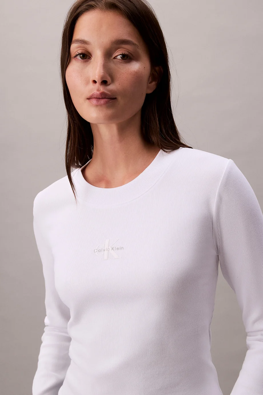 Calvin Klein Uzun Kollu Monogram Baby Kadın Beyaz T-shirt LV047A803G-YAA