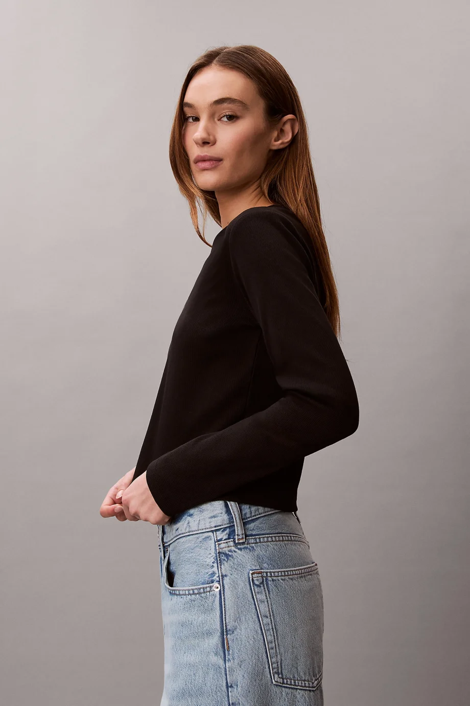 Calvin Klein Uzun Kollu Monogram Baby Kadın Siyah T-shirt LV047A803G-UB1