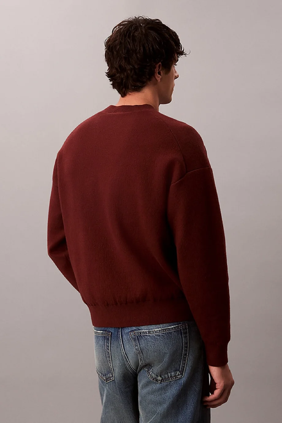 Calvin Klein Uzun Kollu Pamuklu Kaşmir 3D Logolu Bisiklet Yaka Erkek Kırmızı Kazak LV04RD305G-XWI