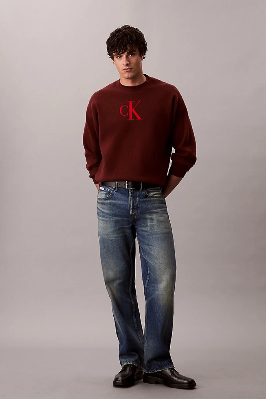 Calvin Klein Uzun Kollu Pamuklu Kaşmir 3D Logolu Bisiklet Yaka Erkek Kırmızı Kazak LV04RD305G-XWI