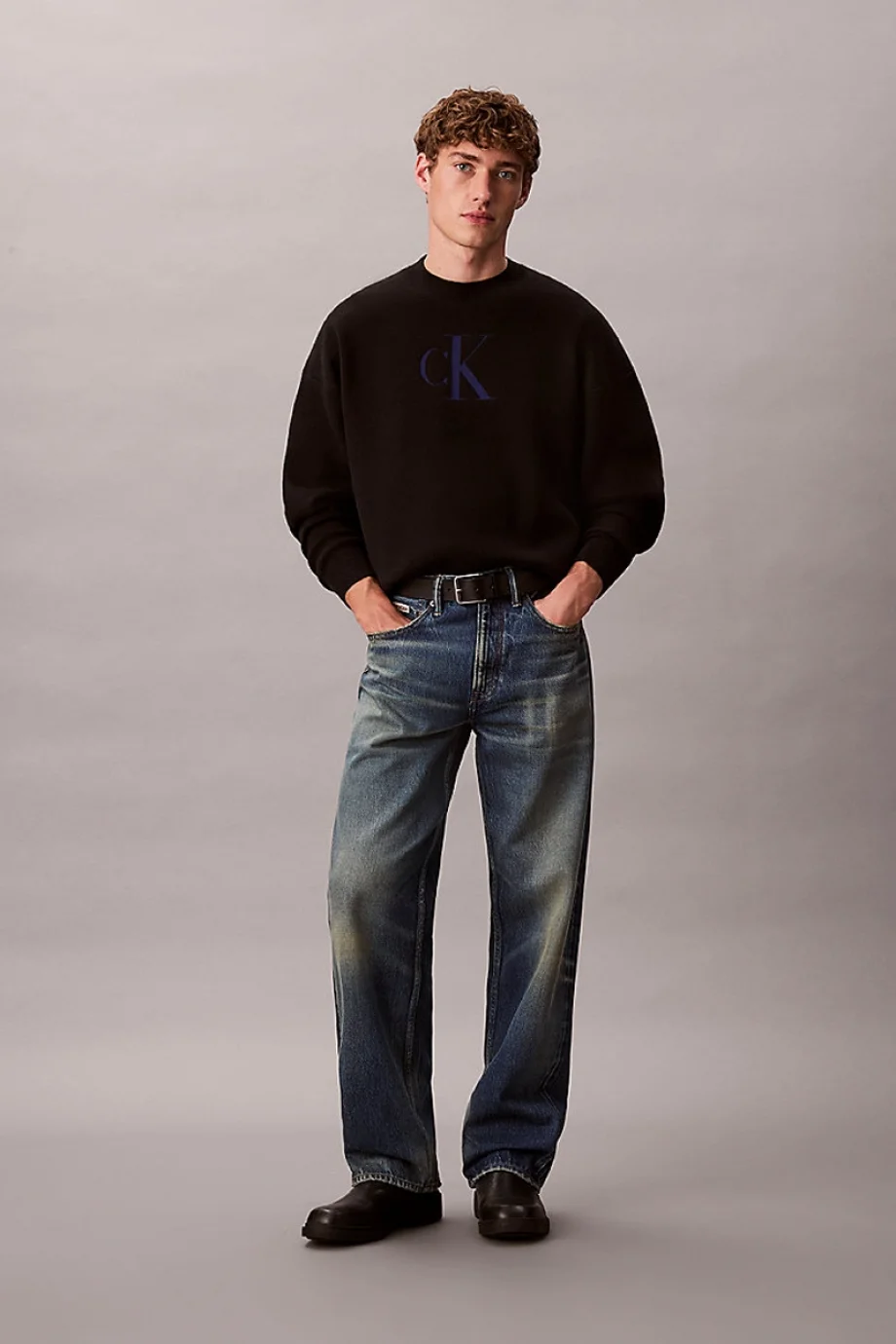 Calvin Klein Uzun Kollu Pamuklu Kaşmir 3D Logolu Bisiklet Yaka Erkek Siyah Kazak LV04RD305G-UB1