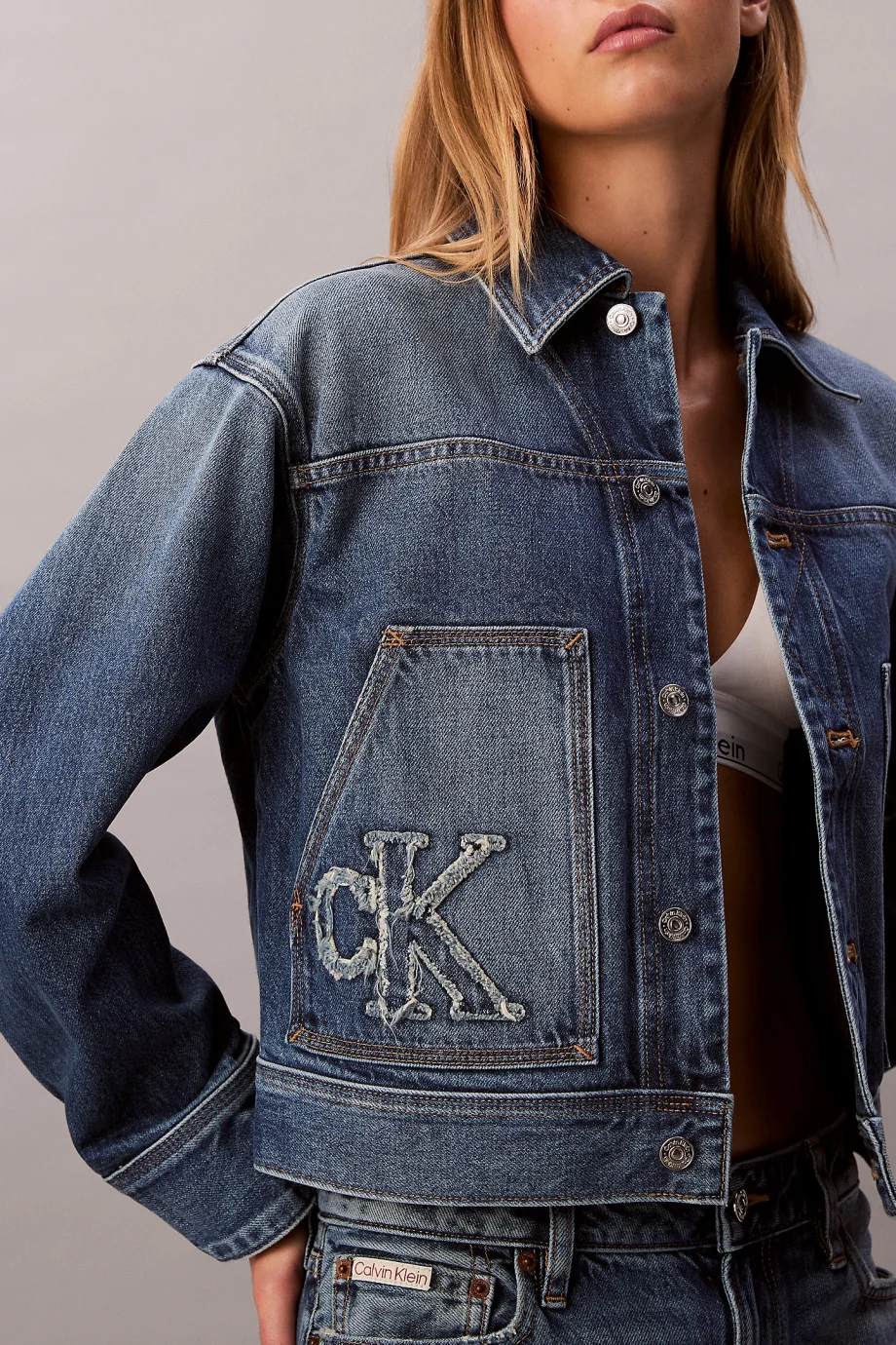 Calvin Klein Workwear CK Sanded Blue Kadın Mavi Ceket LV047E906G-3NL