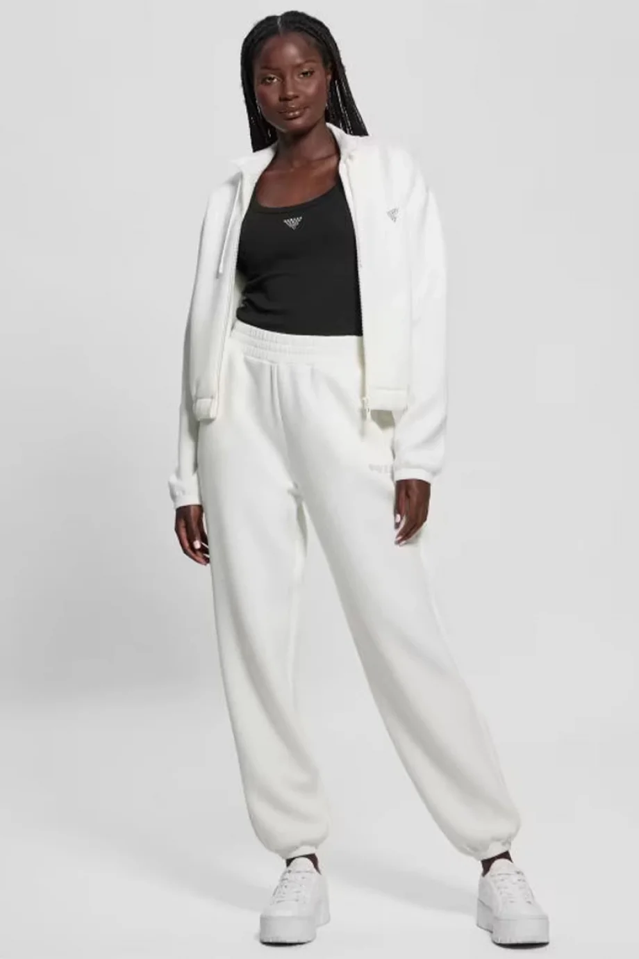 Guess Cecılıa Scuba Zıp Sweatshırt Kadın Krem Eşofman Üstü V4BQ14K7UW2-G6K5