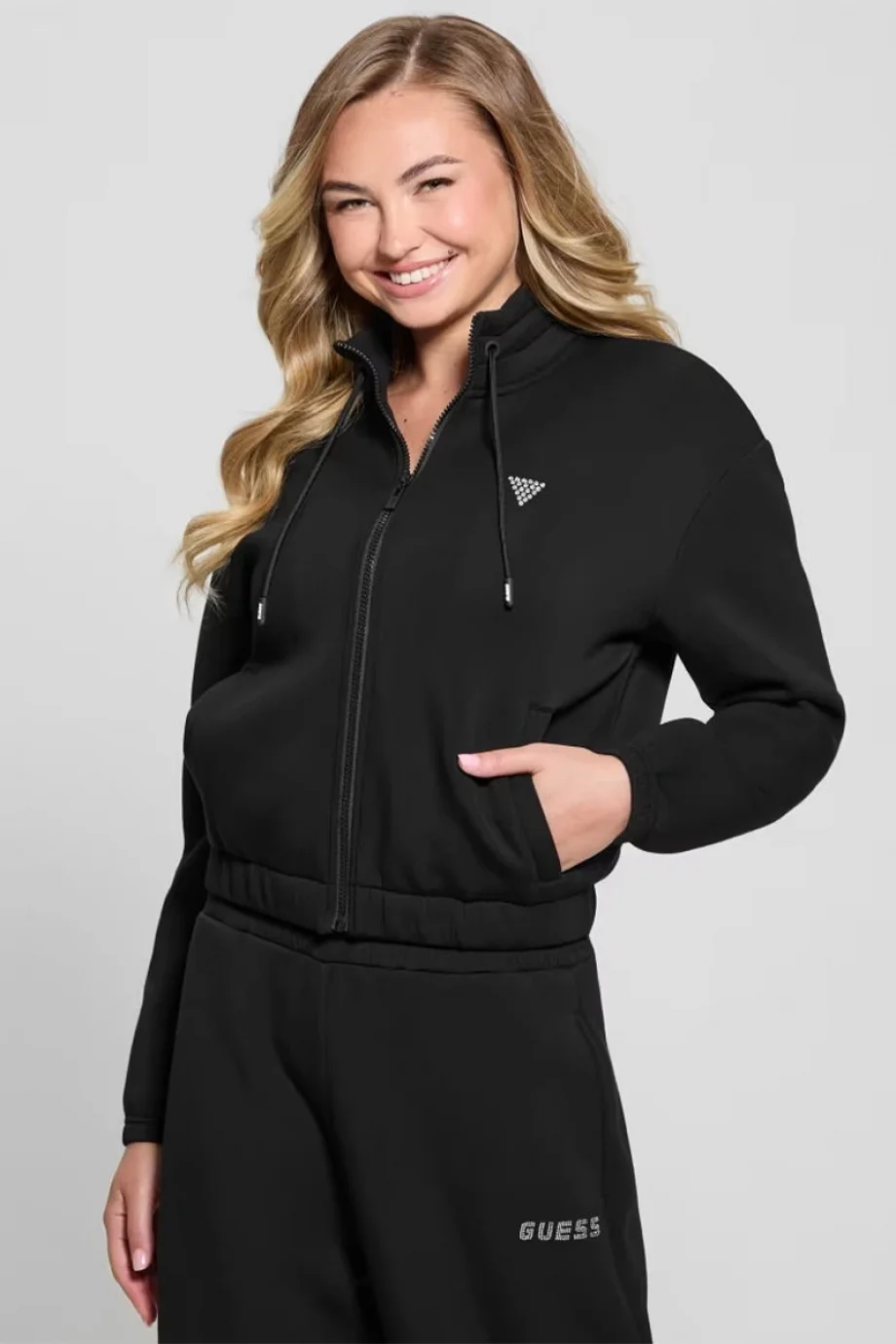 Guess Cecilia Kadın Siyah Aktif Scuba Sweatshirt V4BQ14K7UW2-JBLK