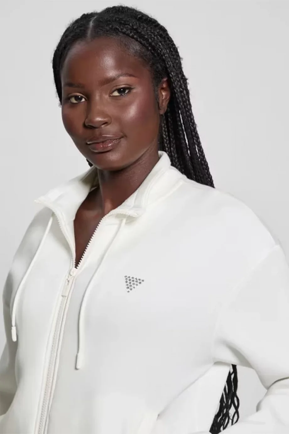 Guess Cecılıa Scuba Zıp Sweatshırt Kadın Krem Eşofman Üstü V4BQ14K7UW2-G6K5