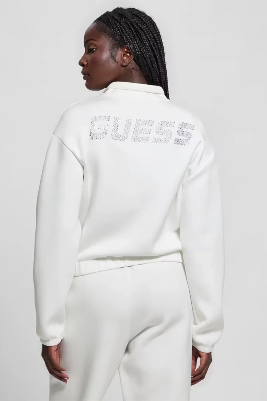 Guess Cecılıa Scuba Zıp Sweatshırt Kadın Krem Eşofman Üstü V4BQ14K7UW2-G6K5