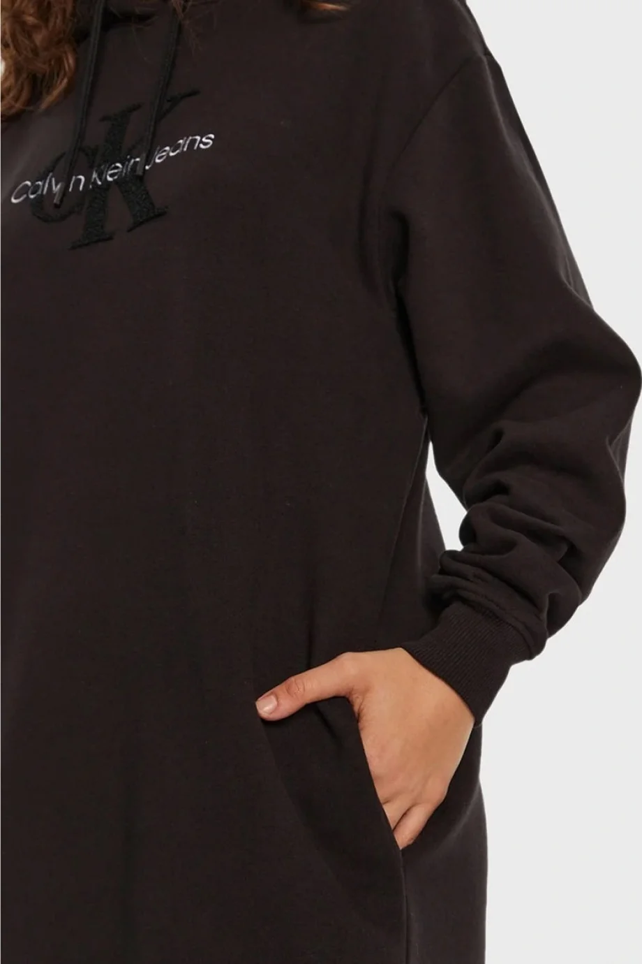 Calvin Klein CHENILLE MONOLOGO HOODIE DRESS Kadın SİYAH Elbise J20J224685-BEH