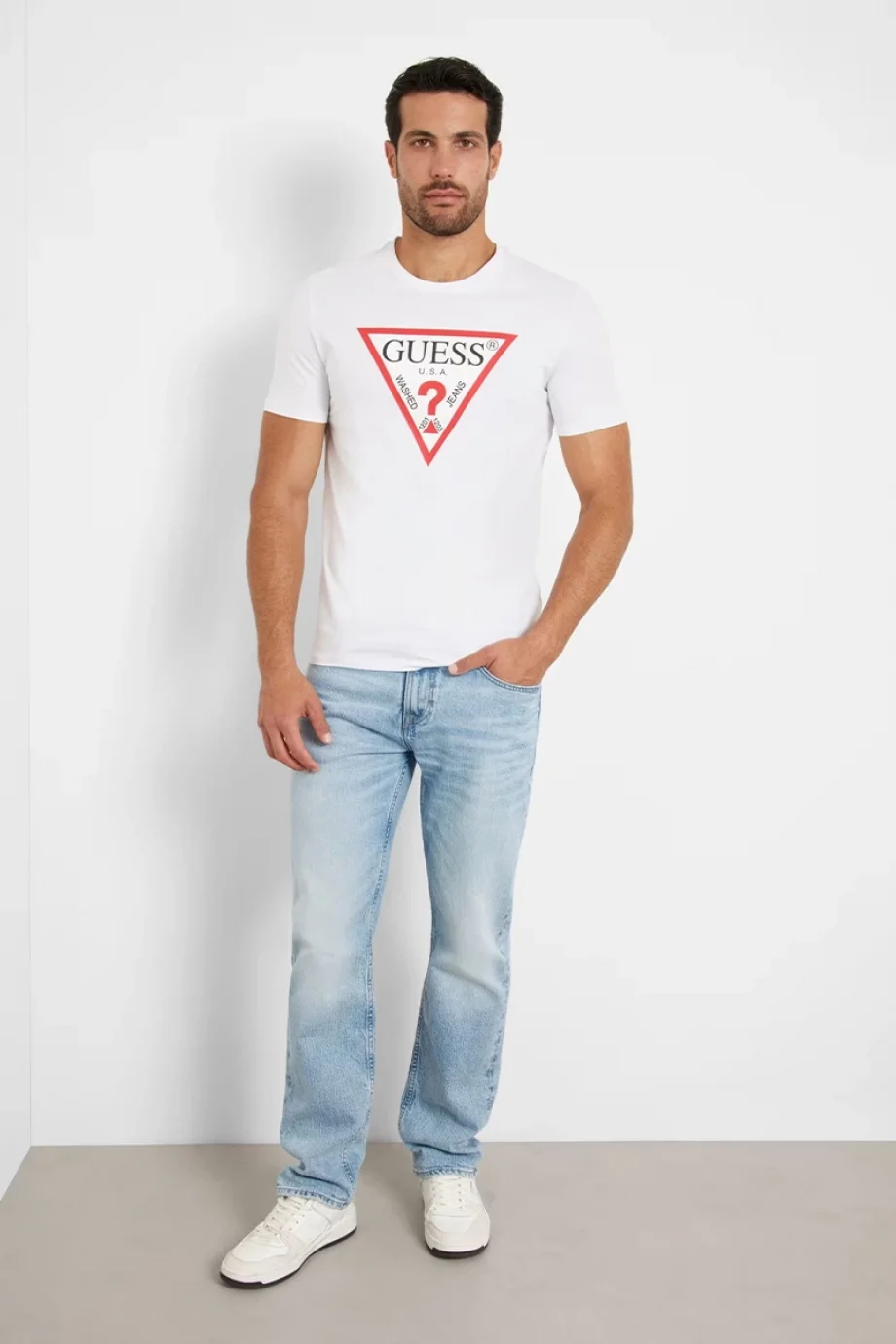 Guess Original Logo Erkek Beyaz Slim Fit T-Shirt M2YI71I3Z14-G011