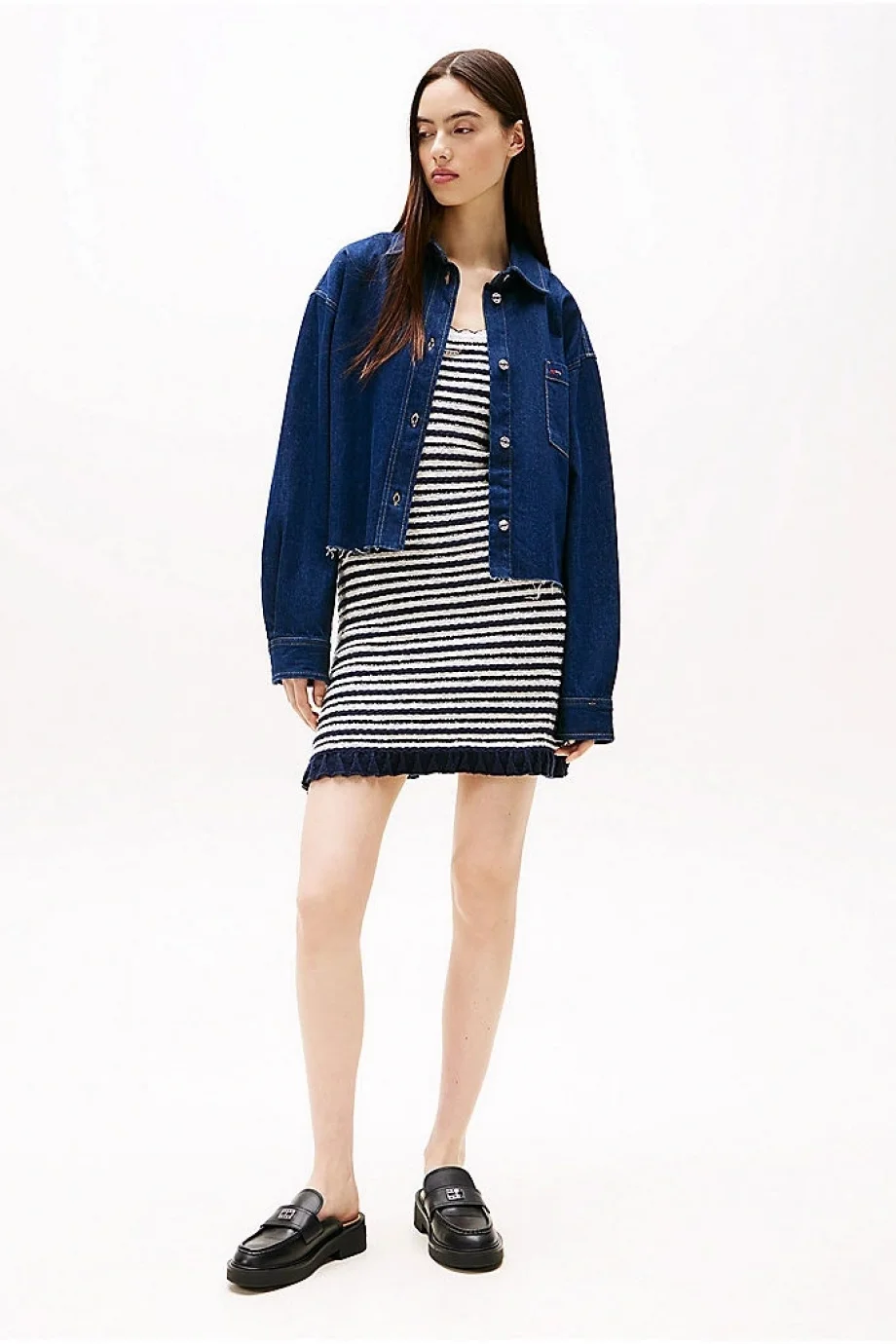 Tommy Hilfiger CRP DENIM SHIRT JCKT BI9056 Kadın  Gömlek DW0DW205671BK