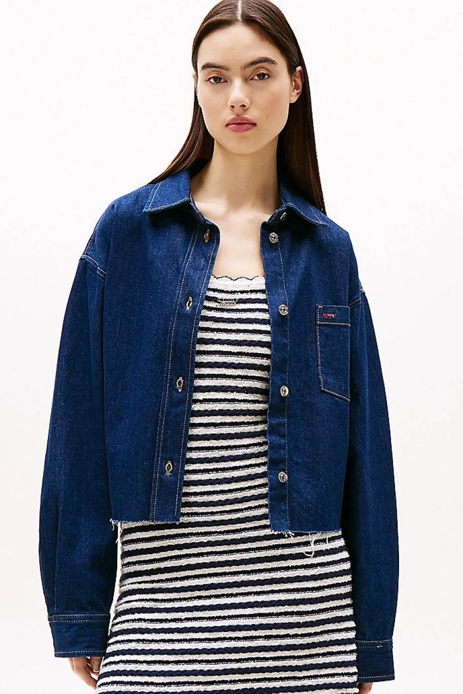 Tommy Hilfiger CRP DENIM SHIRT JCKT BI9056 Kadın Gömlek DW0DW205671BK