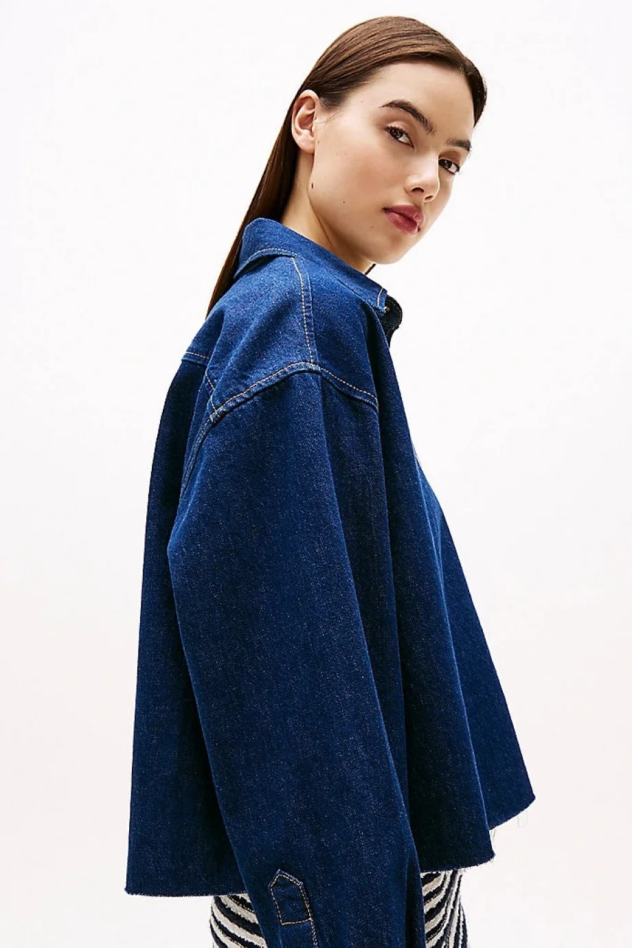 Tommy Hilfiger CRP DENIM SHIRT JCKT BI9056 Kadın  Gömlek DW0DW205671BK