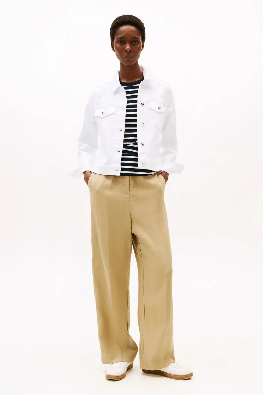 Tommy Hilfiger DNM SLIM JACKET WHITE Kadın  Ceket WW0WW44374YCF