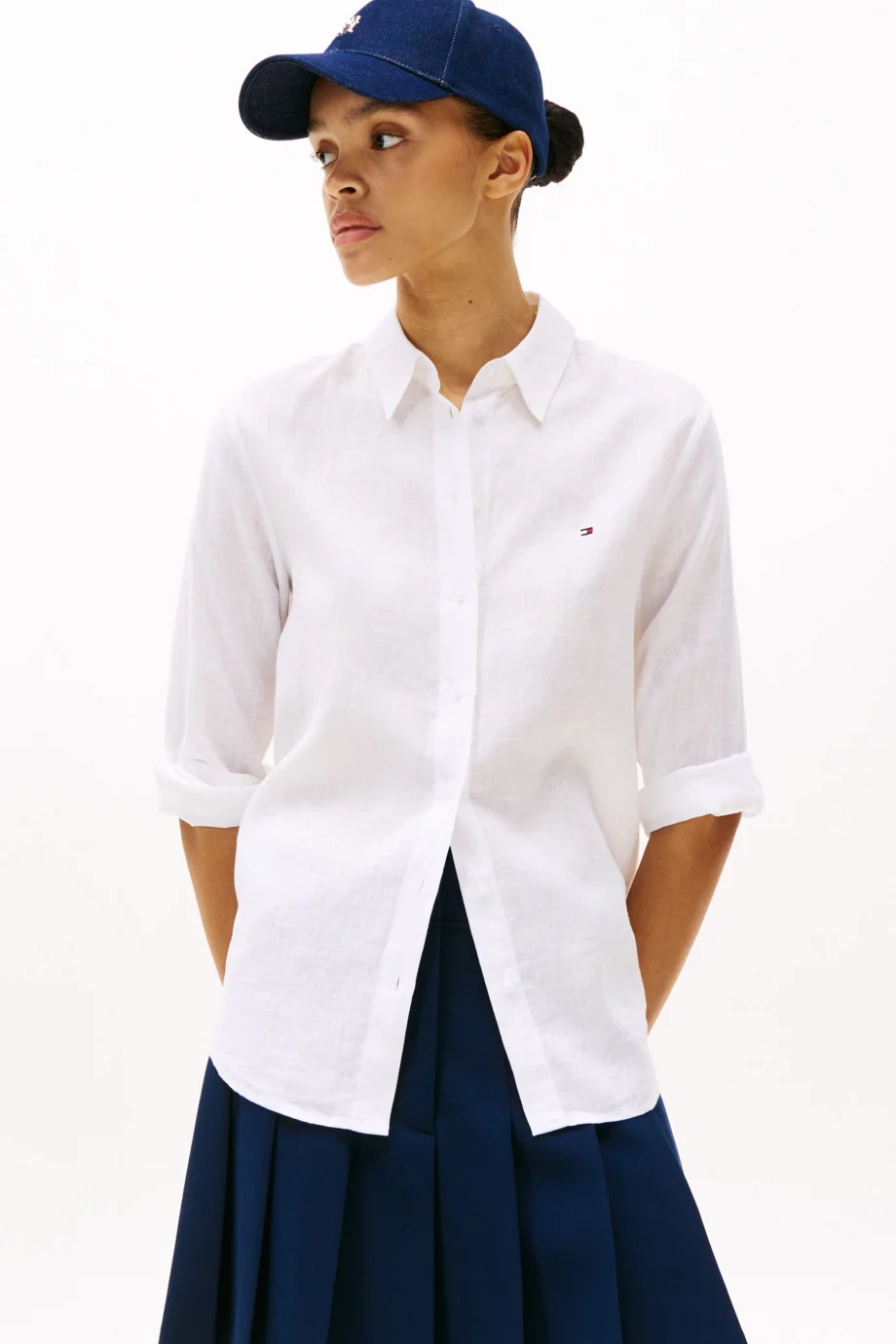 Tommy Hilfiger ESS LINEN RELAXED SHIRT Kadın  Gömlek WW0WW44679YCF