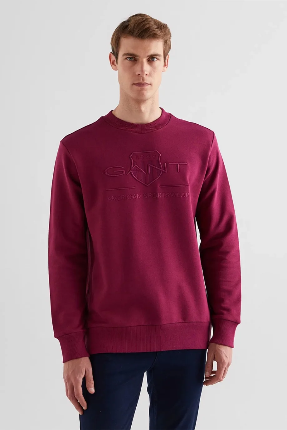 Gant Erkek Bordo Regular Fit Bisiklet Yaka Logolu Sweatshirt