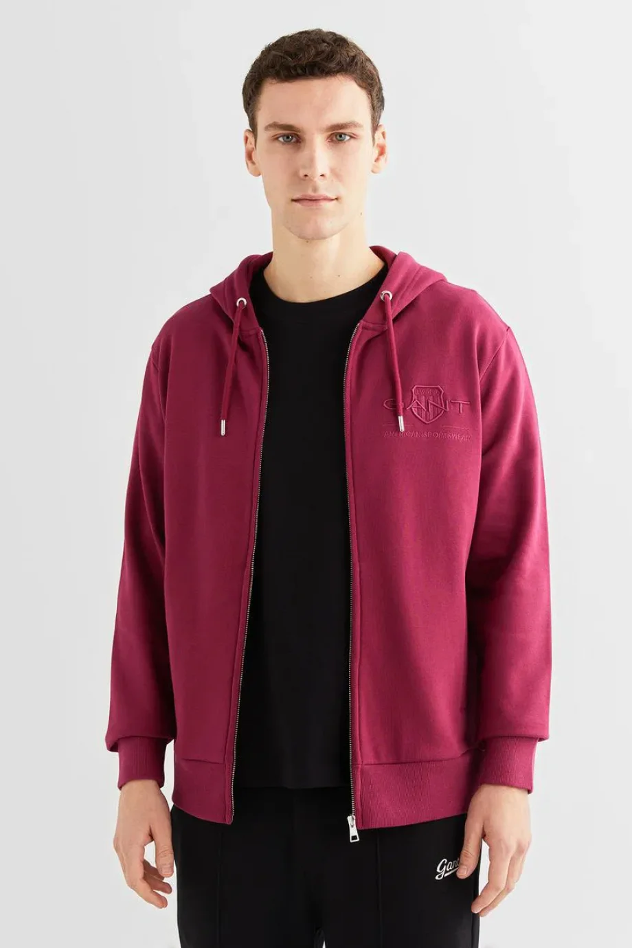 Gant Erkek  Bordo Regular Fit Kapüşonlu Logolu Sweatshirt