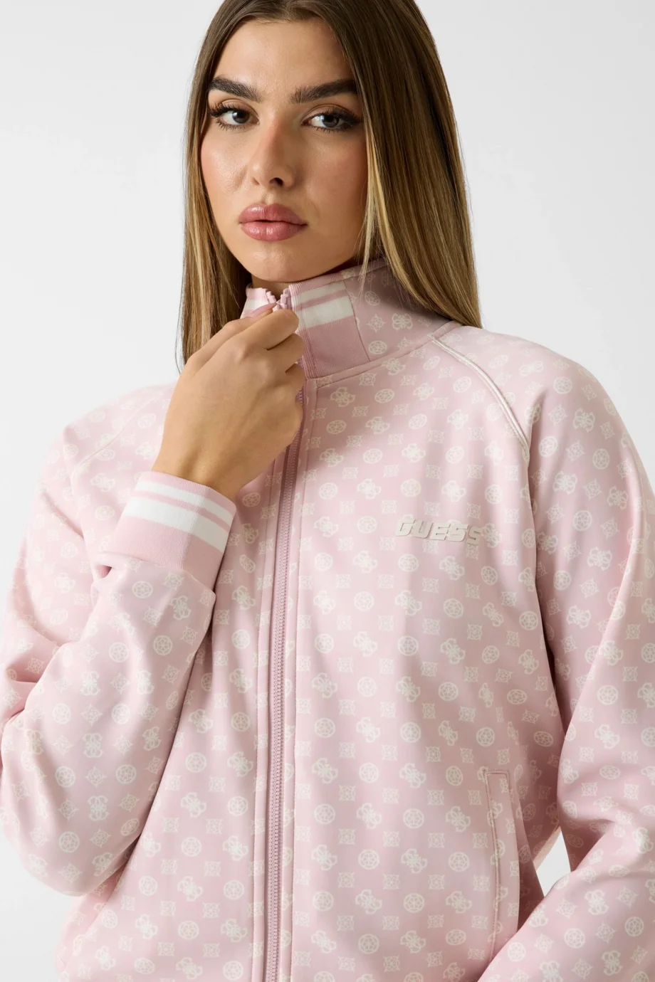 Guess Aggie Tam Fermuarlı Kadın Pembe Eşofman Üstü V5YQ03KB212-P6GZ