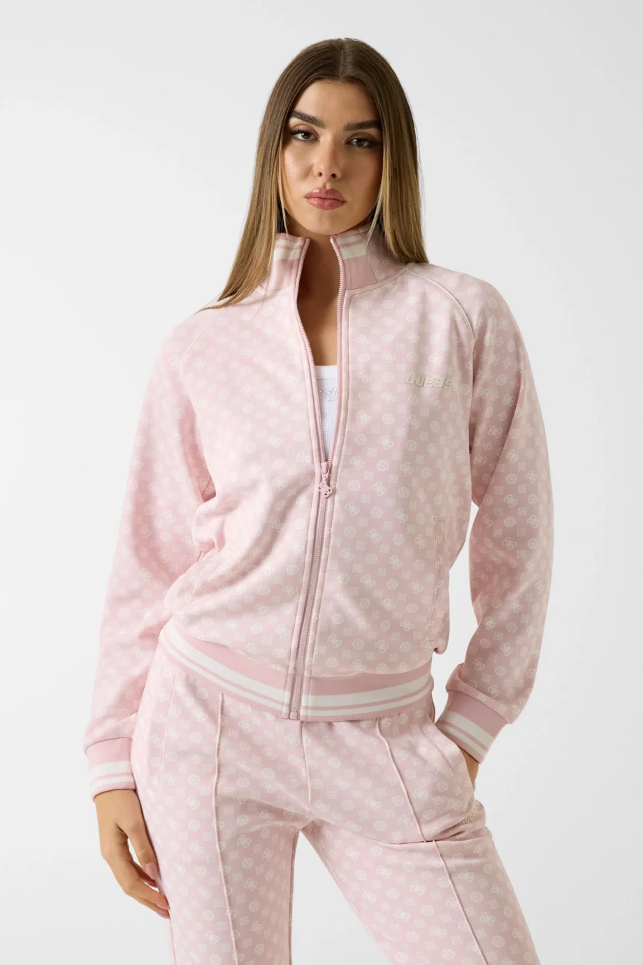 Guess Aggie Tam Fermuarlı Kadın Pembe Eşofman Üstü V5YQ03KB212-P6GZ