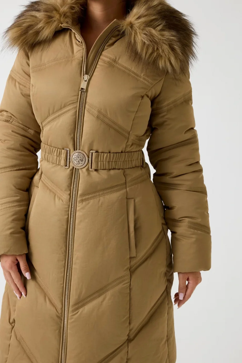 Guess Alienor Kadın Bej Kemerli  Şişme  Mont W5BL33WG092-F14Z