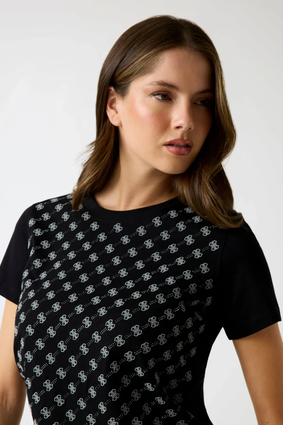 Guess Allover Kadın Siyah Regular Fit T-Shirt W5BI21I3Z14-JBLK